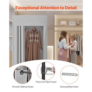 Armadi Portatili con Tende Spesse in Poliestere, Spazio Privato per Spogliatoio con Gancio Ombreggiante per Boutique e Centri Commerciali - Product Image 4