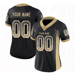 Camiseta de Fútbol Americano Personalizada Negra, Dorada y Blanca, de Moda, con Estampado por Sublimación de Primera Calidad, Ropa Deportiva - Product Image 2