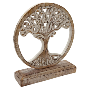 Décoration de table sculptée à la main en bois de manguier, motif arbre, pour salon - Product Image 2