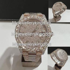 Montre automatique de luxe en moissanite glacée pour hommes et femmes, verre saphir couleur D VVS, boîtier étanche 10 bars, acier inoxydable - Product Image 3