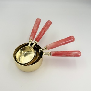 Juego de Tazas Medidoras de Acero Inoxidable con Mango de Resina para Cocinar y Hornear, 4 Piezas, para Hogar, Hotel y Restaurante - Product Image 1