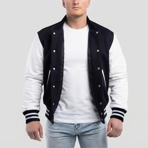 Blouson Bomber Tendance pour Homme en Laine et Cuir – Corps en Laine Premium, Manches en Cuir Véritable, Poignets Côtelés et Boutons Pression – Style Urbain - Product Image 2