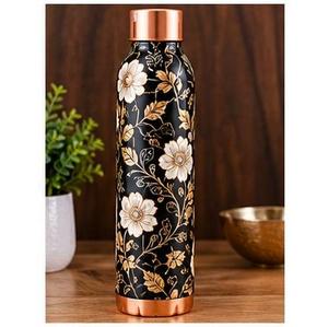 Copper Water <b>Bottle</b> with Oriental Bird and Floral Design Large Capacity Portable Travel <b>Thermos</b> Customized - Product Image 3