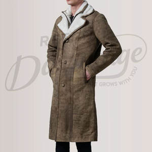 Abrigo Largo de Gamuza Marrón para Hombre, Abrigo de Invierno Cálido con Forro de Piel Sintética, Abrigo de Gamuza Desgastada con Cremallera Interior - Product Image 4