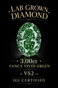 EVERGLOW 3.00CCT Diamant synthétique de laboratoire CVD de qualité supérieure, taille ovale, vert vif fantaisie, VS2, certifié IGI, pour la fabrication de bijoux haut de gamme - Product Image 2