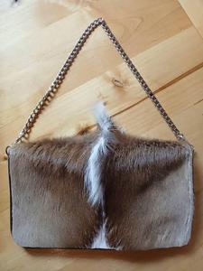 Sac fourre-tout en cuir de vachette marron avec pois blancs, poignées en cuir, appliqué, accessoire de mode - Product Image 2