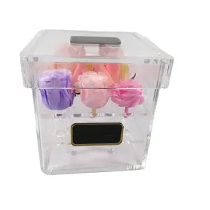 Yageli Custom Transparent Acrylic Rose Flower Display Gift Box vase for display wedding