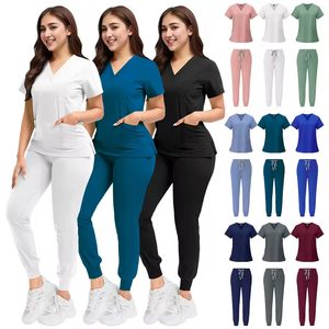 Tenue médicale extensible haut de gamme pour femme, uniforme de soins à manches longues, personnalisable avec logo, pour infirmières et personnel hospitalier - Product Image 2