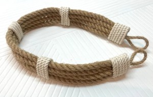 Jute Rope <b>Curtain</b> Tieback – 4-Strand Twisted Holdback with White Accent (Optional <b>Hook</b>) - Product Image 3