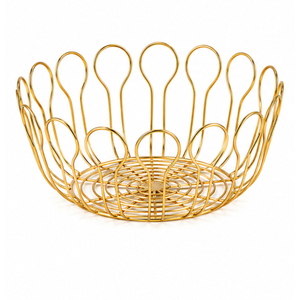 Corbeille à fruits en fil métallique avec base en bois, design minimaliste, en fer noir, pour rangement de comptoir de cuisine, vente en gros - Product Image 6