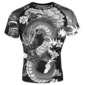 <b>Men's</b> Rashguard Shortsleeve Fully Printed BJJ Custom OEM Manufacturer Polyester Spandex 4-Way <b>Stretch</b> Premium Breathable - Product Image 4