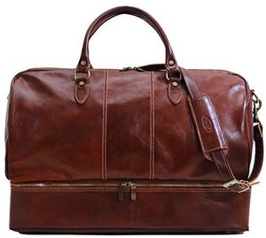 Unisex <b>Canvas</b> Weekender Duffle <b>Bag</b> Beige with Brown Accents Zipper Closure Soft Handle <b>Large</b> Capacity Travel <b>Bag</b> - Product Image 3
