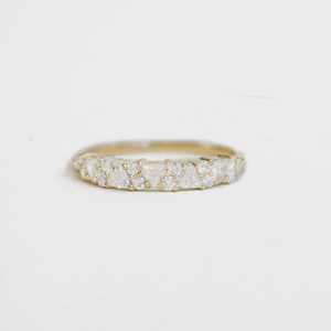 Half Eternity <b>Wedding</b> Band 14K 18K Solid Gold Trillion Baguette Cut Lab Grown Diamond Prong Set Minimalist Luxury Stacking Rings - Product Image 1