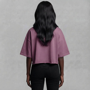 T-shirt de luxe personnalisé pour femme, en polyester/coton épais, couleur unie, coupe classique, broderie, respirant, idéal pour l'été, vente en gros - Product Image 6