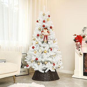 Albero di Natale Artificiale Bianco Non Illuminato da 2,1 m con 1000 Punte di Rami, Decorazione Festiva, Apertura Automatica e Base in Acciaio, Materiale PE PVC - Product Image 2