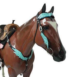Ensemble d'équipement équestre authentique en cuir occidental, magnifique têtière et peitoral à motifs floraux, travaillés à la main pour la course et l'équitation. - Product Image 5