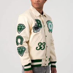 Men’s Layered-Look Jacket with Detachable Jersey Hood, Contrast Texture Sleeves, and Bold <b>Back</b> Graphic Embroidery - Product Image 5