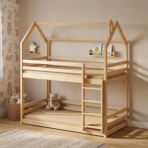 Cadre de lit pour tout-petit convertible en bois de luxe, moderne, écologique, durable et confortable, taille double - Product Image 4