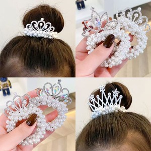 Élastiques à cheveux en forme de couronne de perles pour enfants, attaches pour chignons, accessoires de coiffure pour enfants - Product Image 2