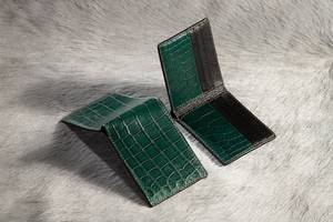 Luxali <b>Men's</b> Luxurious Brand Bifold Wallet Handmade Alligator <b>Leather</b> Customizable Short Size <b>Purse</b> 11.5x9cm - Product Image 4