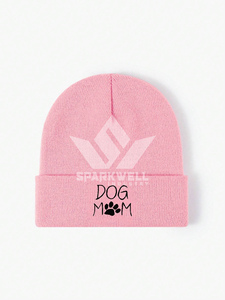 Gorro unisex negro con bordado de mamá de perro, gorro de invierno informal para adultos, 56-58 cm - Product Image 3