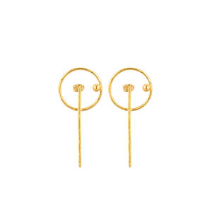 ต่างหูทองเหลืองชุบทองคุณภาพสูง ดีไซน์เรียบง่าย ทำมือ สำหรับผู้หญิง ต่างหูทองเหลืองชุบทอง ขายส่งจากโรงงาน - Product Image 1