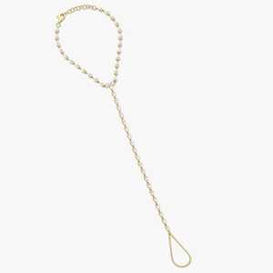 สร้อยข้อมือเพชรทรงลูกแพร์เพาะเลี้ยงในห้องปฏิบัติการ ทองคำแท้ 14K 18K ปรับขนาดได้ ความยาว 6-7 นิ้ว พร้อมสายรัดนิ้ว เครื่องประดับชั้นดี ขายส่ง - Product Image 1
