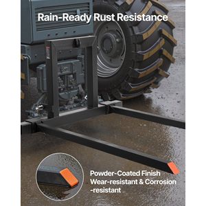 Forche per pallet per trattore con attacco a 3 punti per impieghi gravosi, capacità di bloccaggio 1500 libbre, lunghezza totale 50 pollici, regolazione 28,9-46 pollici - Product Image 4