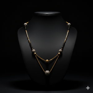 Mangalsutra en or jaune massif 22 carats, certifié BIS, avec breloques en diamant - Product Image 2