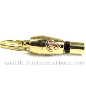 Llavero náutico hecho a mano, silbato de latón marino, ancla de latón - Product Image 2