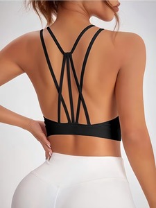 Women's Strappy Cage Back Yoga Sports <b>Bra</b> | Breathable Sheer Detail Activewear Tops | Four-Way <b>Stretch</b> High Elasticity Front - Product Image 1