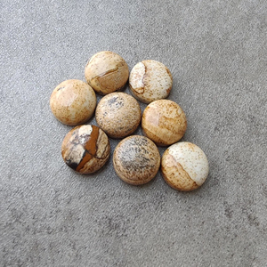 Pierre précieuse naturelle calibrée de forme ronde, cabochon de jaspe biscuit AAA+, dos plat, pour bijoux - Product Image 6