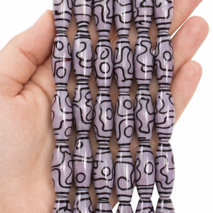 Cuentas ovaladas de diseño en morado brillante y negro |   Cuentas de Patrones Mixtos para Pulseras, Collares, Pendientes y Creación de Joyería Creativa - Product Image 6