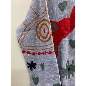 Floral Embroidered Knitted 100% Cotton Eco-Friendly TNT <b>Cardigan</b> Women Mandarin Collar Open Front Handmade Design Spring Wear - Product Image 5