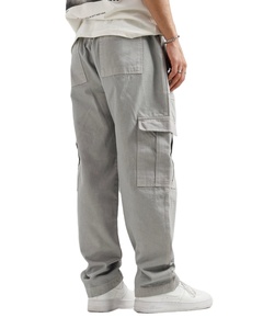 2025 Streetwear hommes pantalons de survêtement respirants amples 100% coton décontracté jambe large pantalon avec 6 poches plaine teint toile pantalon - Product Image 3