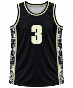Maillot de basket-ball personnalisé noir et jaune, sublimé, en mesh, sans manches, uniforme d'équipe - Product Image 1