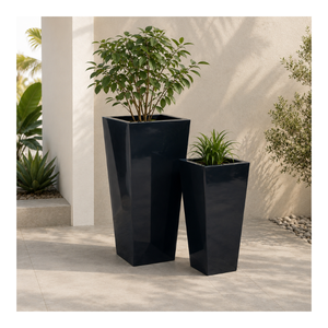 Ensemble de 2 pots et jardinières en fibre de verre écologiques, légers et durables pour fleurs et plantes - Design moderne - Vente chaude - Product Image 1