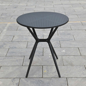 Black Color Round Molded <b>Plastic</b> <b>Table</b> with X style <b>Table</b> Base - A Modern and Compact <b>Outdoor</b> Chair, suitable for Garden Evening - Product Image 1