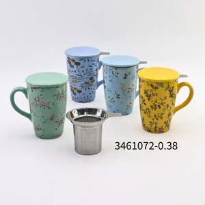 Floral Ceramic <b>Tea</b> Mug <b>Set</b> With Infuser 3461072-0.38 - Product Image 1
