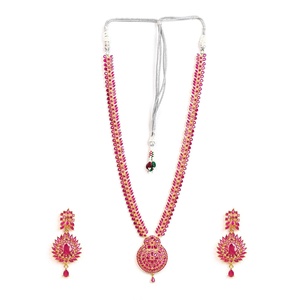 Wholesale Price Traditional South Indian <b>Ruby</b> Haram <b>Necklace</b> Set Bridal Jewelry for Women Gift for Her - Product Image 2