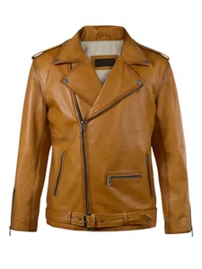 Rutland Brown Winter Streetwear Solid Shearing Leather Motorcycle <b>Jacket</b>-Windproof & Eco-Friendly - Product Image 1