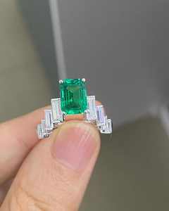 แหวนแต่งงานทองคำขาว 14k ประดับเพชรซิคอนสังเคราะห์ทรงเหลี่ยมมรกต 1.50 กะรัต ขายดี เหมาะสำหรับงานปาร์ตี้ - Product Image 2