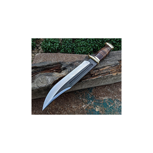 Couteau Bowie artisanal en acier D2 avec manche en cuir, garde en laiton et étui en cuir fin, lame pleine longueur, pour la chasse et le camping en extérieur - Product Image 6