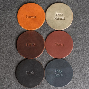 Bulk Genuine Leather Coasters Custom Logo Hot Stamping <b>Square</b> Cup Pad Non-Slip Lightweight Premium Gift <b>Set</b> for Client - Product Image 1