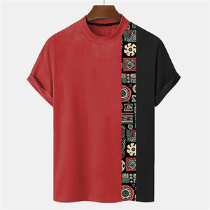 Premium Mens <b>Patchwork</b> T <b>Shirt</b> Ethnic Pattern Casual Fashion Modern Streetwear Breathable Cotton Blend Trendy Graphic - Product Image 5