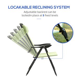 Set di 2 Sedie Reclinabili Pieghevoli con Schienale Regolabile Verdi per Esterni e Patio - Product Image 5