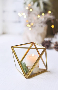 Bougeoir fini noir décoratif métal verre nouvelle décoration de Table Terrarium verre T lumière votive Design géométrique - Product Image 2