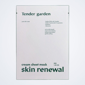 Masque en feuille pour le visage Skin Care Coreano Korean K-Beauty Tender Garden Skin Renewal Cream, 1 feuille, fabriqué en Corée. - Product Image 3