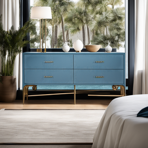 Faux Shagreen Modern Foldable <b>Extendable</b> Adjustable Nightstands 4-Drawer Home Furniture for Apartment Bedroom Living Room - Product Image 1