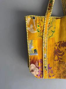 Sac fourre-tout bohème en coton à motifs floraux, poignée souple, ouverture supérieure, capacité 36-55L, usage quotidien, pour femme - Product Image 2